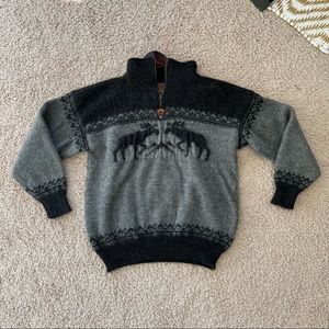 Dale of Norway Wool Sweater Grey Moose Design